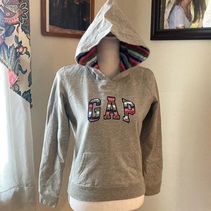 GAP Grey Hoodie with Rainbow Embroidered Lettering